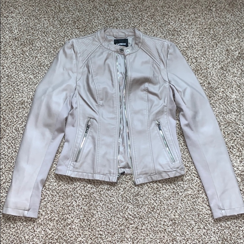 Express taupe faux leather jacket